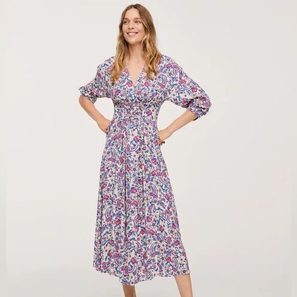 Mango Floral Lace Detail Dress New - Picture 8 of 9